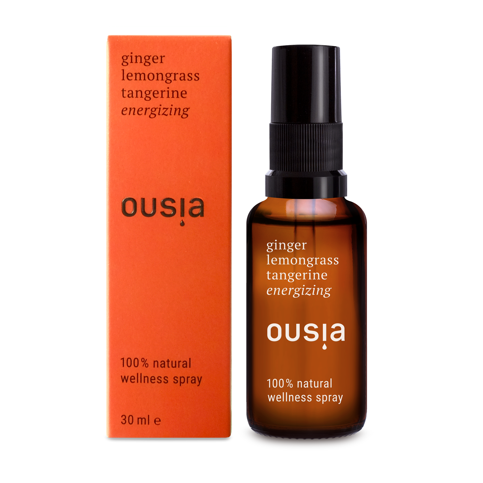 Belebendes Duftspray mit Ingwer, Lemongrass, Minze und Tangerine von Ousia
